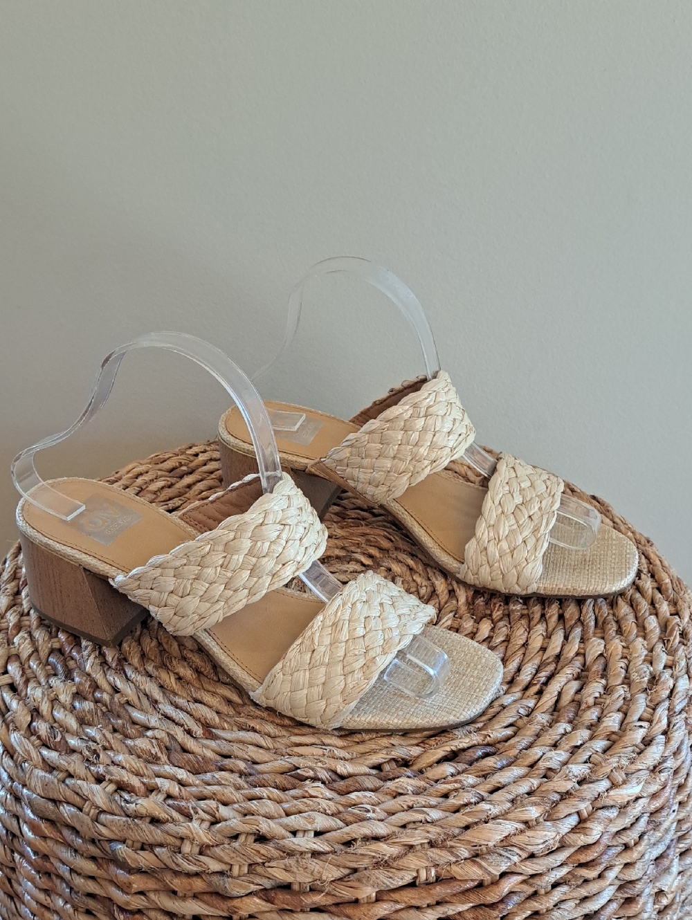 DV Dolce Vita Womens Summer/Party Woven Natural Raffia Slide Sandals 2.25" S-8.5